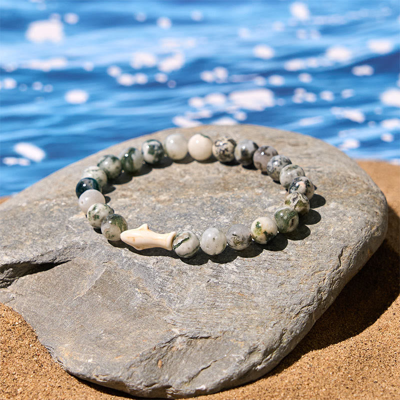 Nimara Ritual Natural Agate Stone Shark Wisdom Bracelet