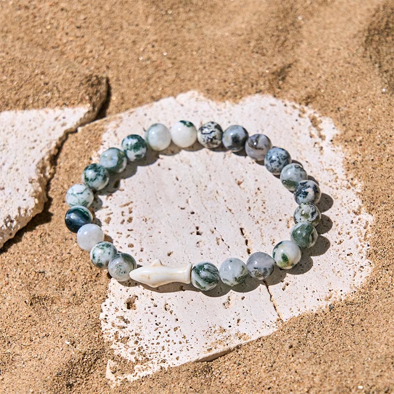 Nimara Ritual Natural Agate Stone Shark Wisdom Bracelet