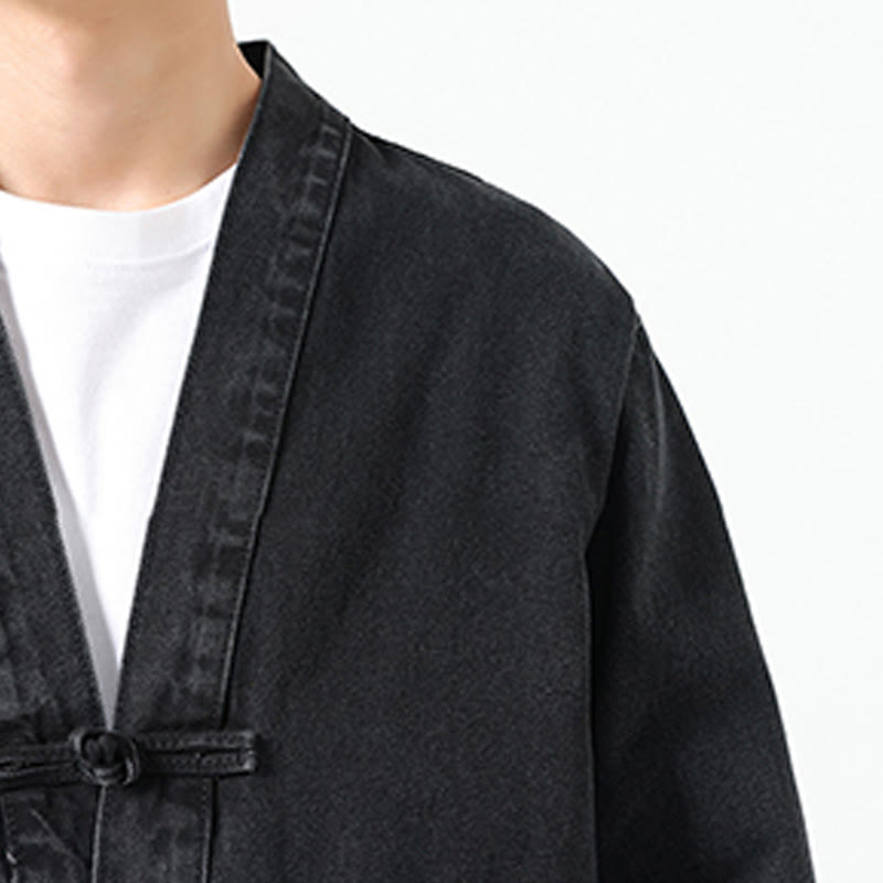 Nimara Ritual Denim Button Design Men's Cotton Long Sleeve Jacket With Pockets