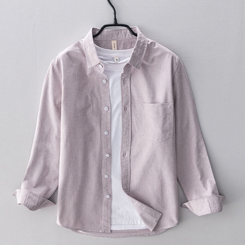 Nimara Ritual Solid Color Long Sleeve Buttons Down Design Men Cotton Shirt Clothing