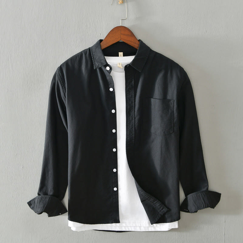 Nimara Ritual Solid Color Long Sleeve Buttons Down Design Men Cotton Shirt Clothing
