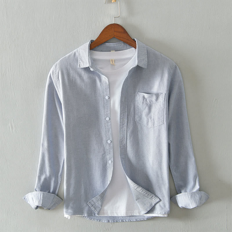 Nimara Ritual Solid Color Long Sleeve Buttons Down Design Men Cotton Shirt Clothing