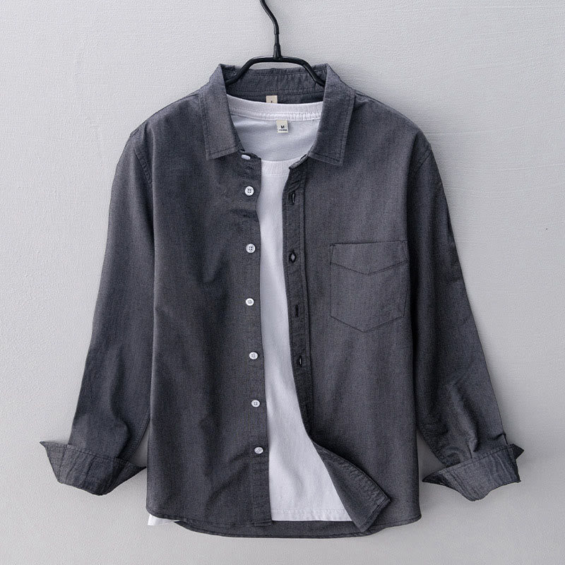 Nimara Ritual Solid Color Long Sleeve Buttons Down Design Men Cotton Shirt Clothing