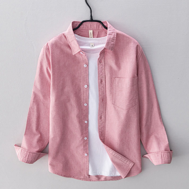 Nimara Ritual Solid Color Long Sleeve Buttons Down Design Men Cotton Shirt Clothing
