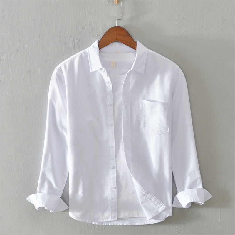 Nimara Ritual Solid Color Long Sleeve Buttons Down Design Men Cotton Shirt Clothing
