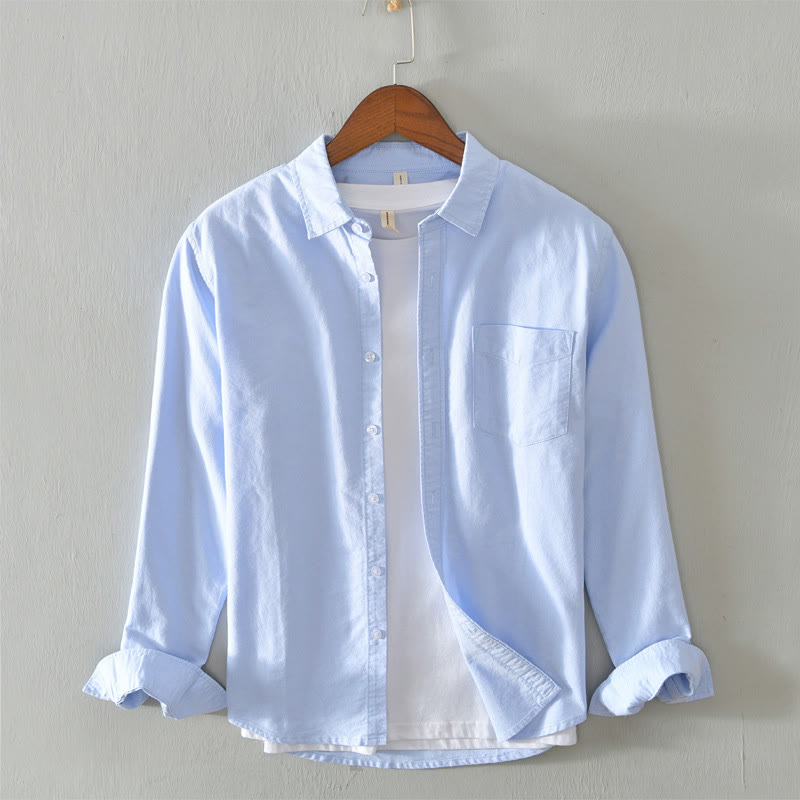 Nimara Ritual Solid Color Long Sleeve Buttons Down Design Men Cotton Shirt Clothing