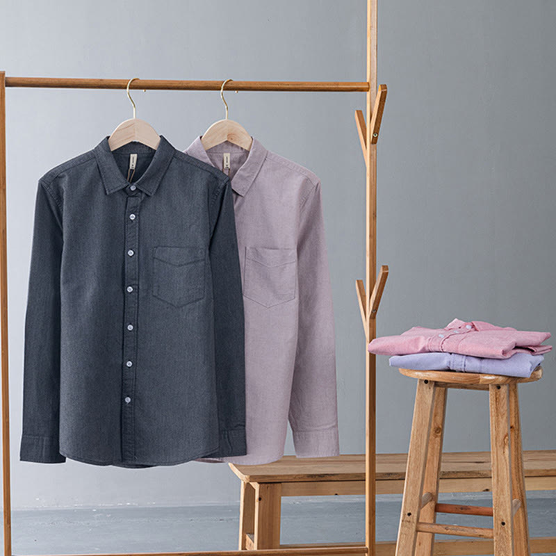 Nimara Ritual Solid Color Long Sleeve Buttons Down Design Men Cotton Shirt Clothing