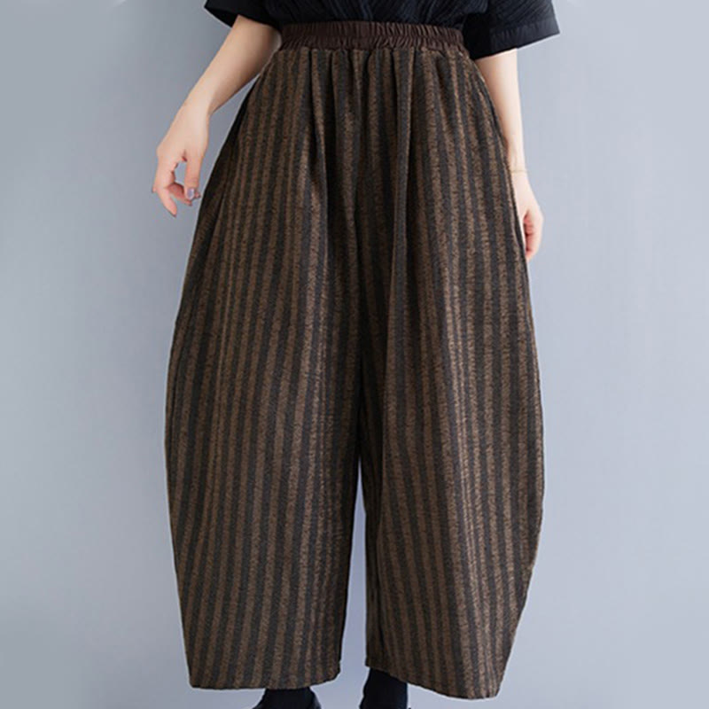 Nimara Ritual Casual 7-8 Length Corduroy Stripes Women's Polyester Wide Leg Pants With Pockets