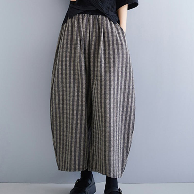 Nimara Ritual Casual 7-8 Length Corduroy Stripes Women's Polyester Wide Leg Pants With Pockets