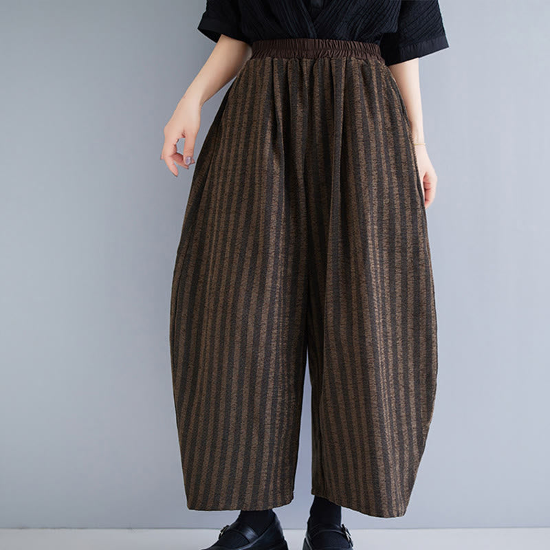 Nimara Ritual Casual 7-8 Length Corduroy Stripes Women's Polyester Wide Leg Pants With Pockets