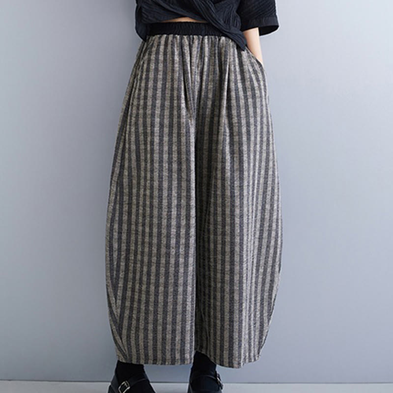 Nimara Ritual Casual 7-8 Length Corduroy Stripes Women's Polyester Wide Leg Pants With Pockets