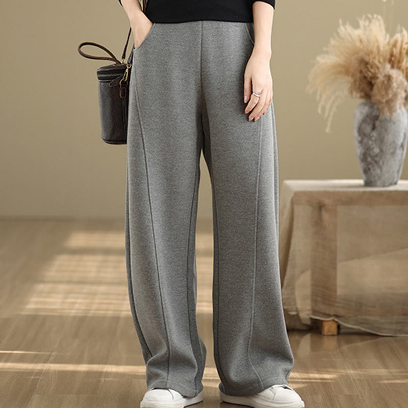 Nimara Ritual Casual Thickening Women's Polyester Straight Leg Pants With Pockets