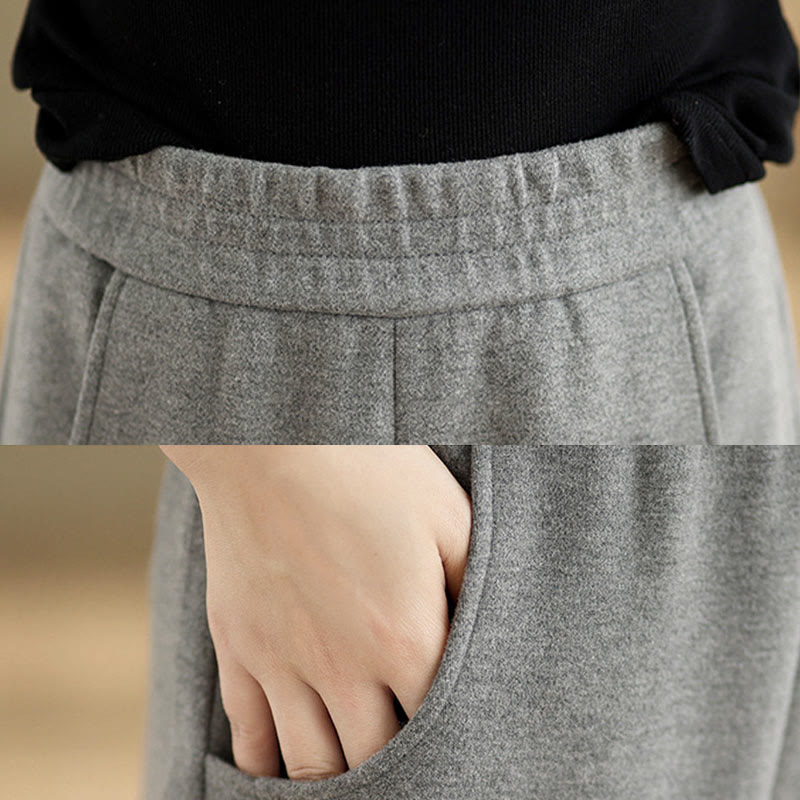 Nimara Ritual Casual Thickening Women's Polyester Straight Leg Pants With Pockets
