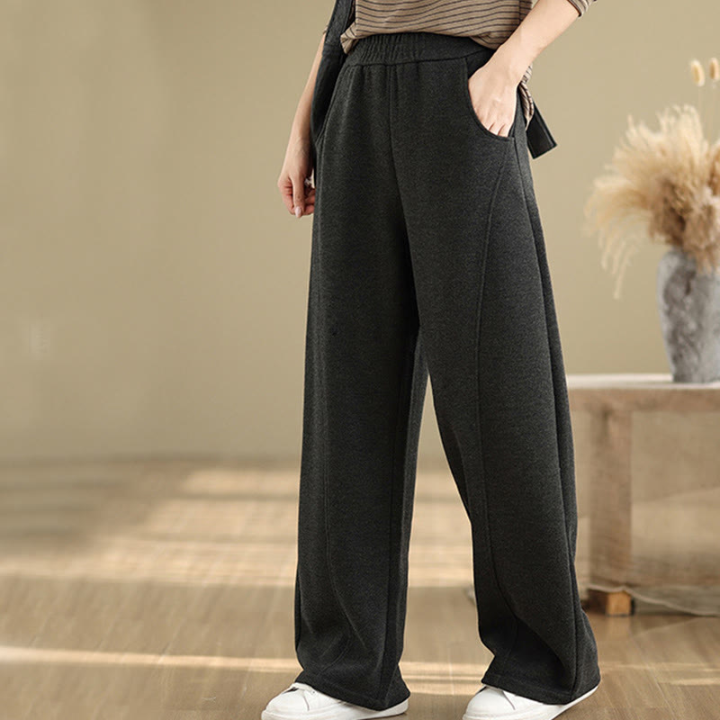 Nimara Ritual Casual Thickening Women's Polyester Straight Leg Pants With Pockets