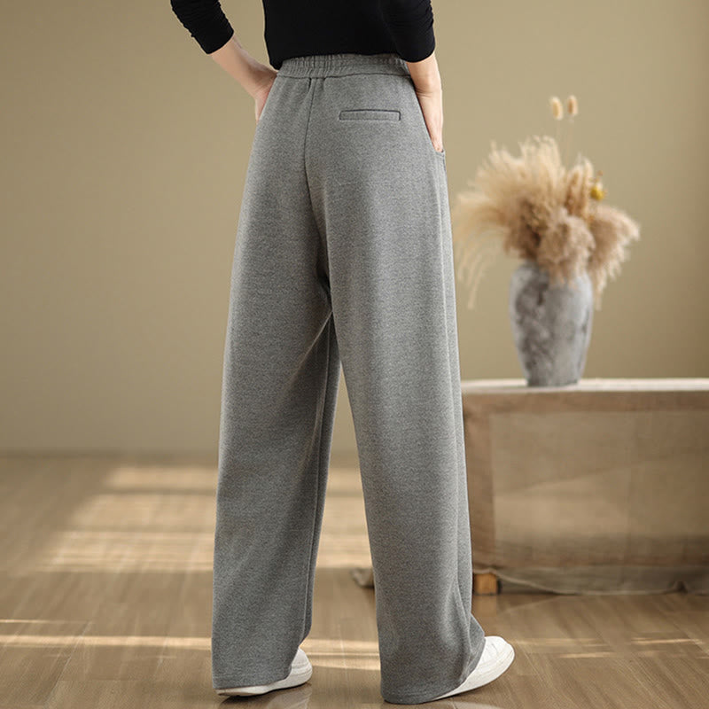 Nimara Ritual Casual Thickening Women's Polyester Straight Leg Pants With Pockets