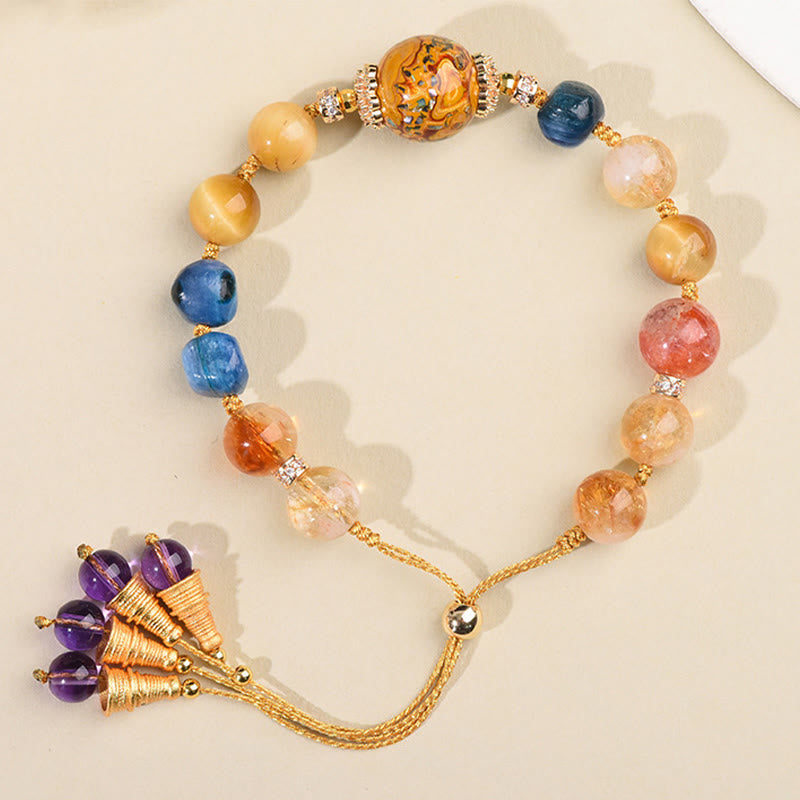 Nimara Ritual Tibetan Lacquer Bead Hand-woven Various Crystals Power Bracelet