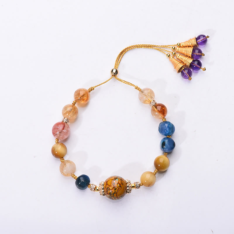 Nimara Ritual Tibetan Lacquer Bead Hand-woven Various Crystals Power Bracelet