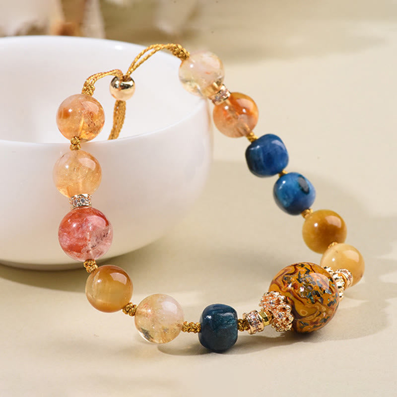 Nimara Ritual Tibetan Lacquer Bead Hand-woven Various Crystals Power Bracelet