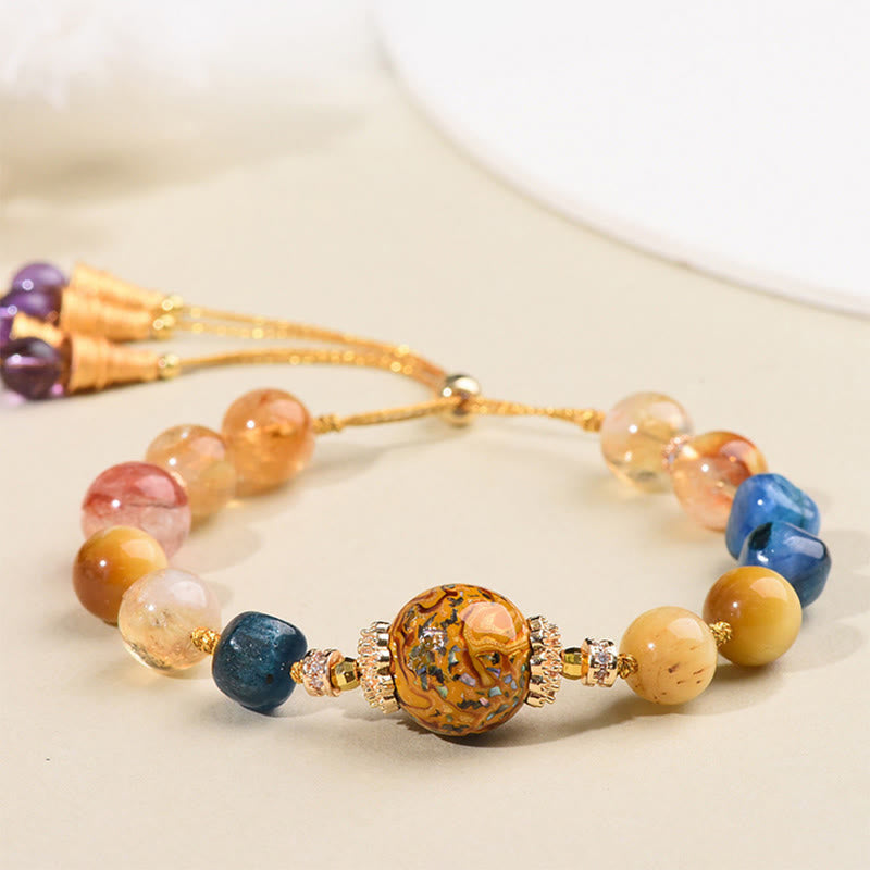 Nimara Ritual Tibetan Lacquer Bead Hand-woven Various Crystals Power Bracelet