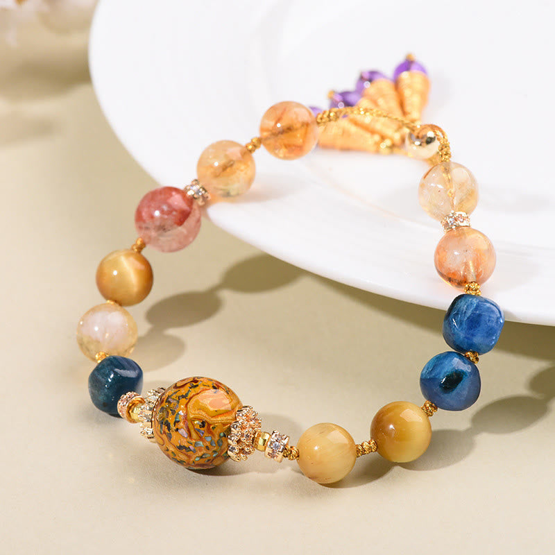 Nimara Ritual Tibetan Lacquer Bead Hand-woven Various Crystals Power Bracelet