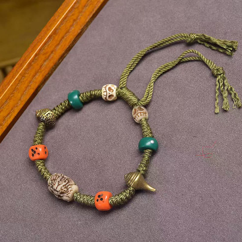 Nimara Ritual Tibetan Dragon Pattern Dice Handmade Rope Bracelet