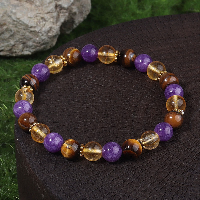 Nimara Ritual Amethyst Tiger Eye Citrine Spacer Beads Healing Bracelet