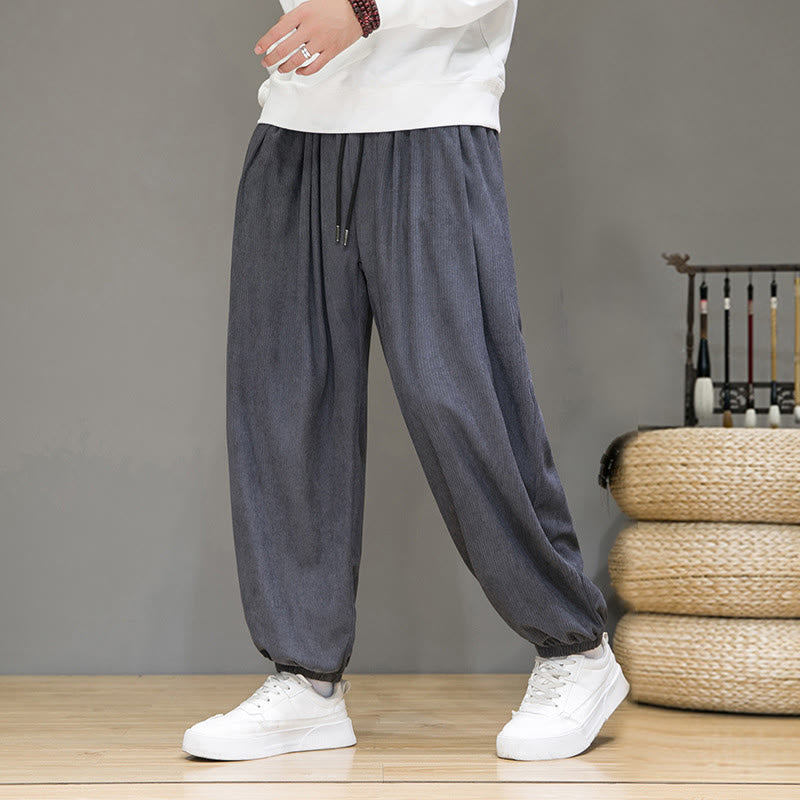Nimara Ritual Commute Plain Men's Thermal Fleece-Lined Ankle-Length Pants With Pockets