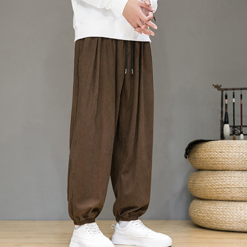 Nimara Ritual Commute Plain Men's Thermal Fleece-Lined Ankle-Length Pants With Pockets