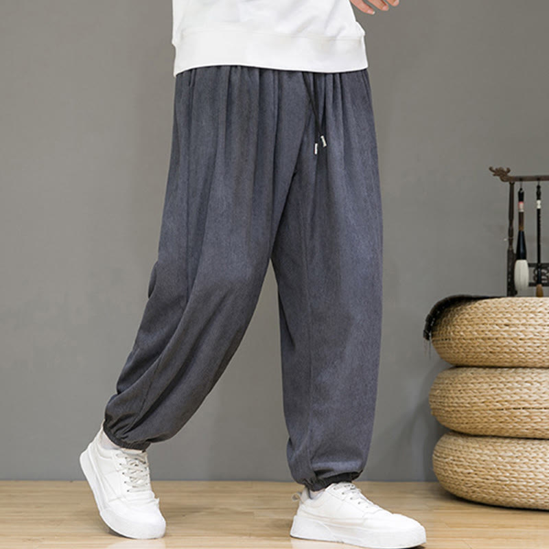 Nimara Ritual Commute Plain Men's Thermal Fleece-Lined Ankle-Length Pants With Pockets