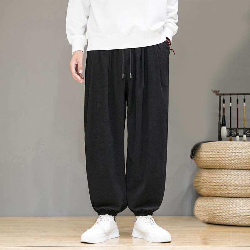Nimara Ritual Commute Plain Men's Thermal Fleece-Lined Ankle-Length Pants With Pockets