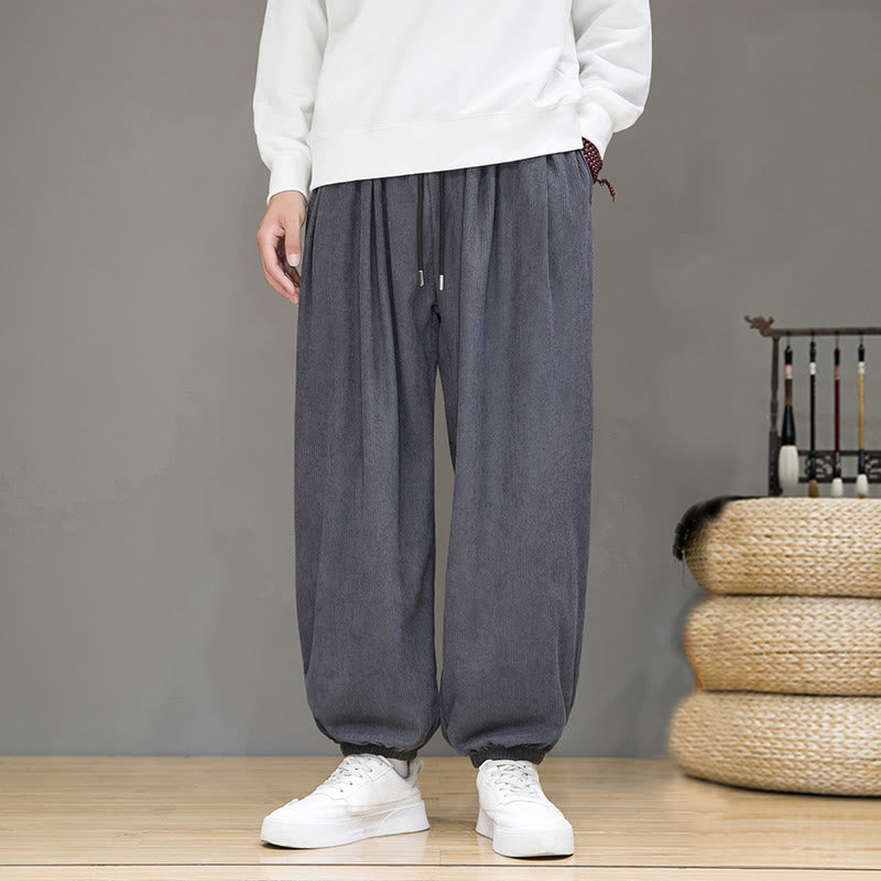 Nimara Ritual Commute Plain Men's Thermal Fleece-Lined Ankle-Length Pants With Pockets