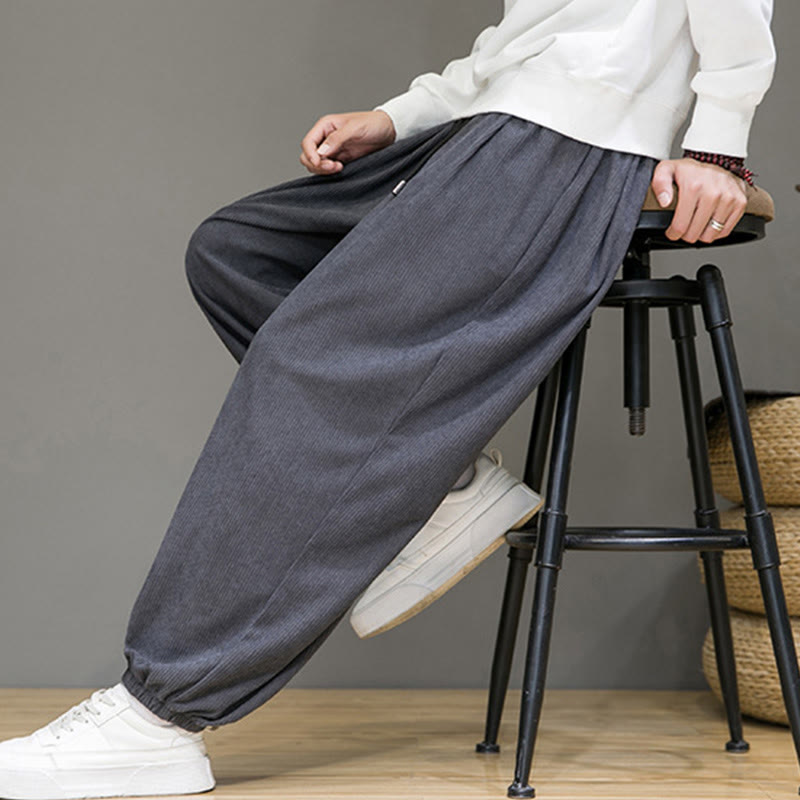 Nimara Ritual Commute Plain Men's Thermal Fleece-Lined Ankle-Length Pants With Pockets