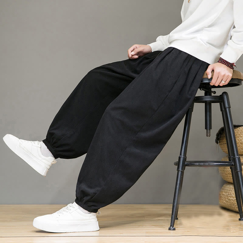 Nimara Ritual Commute Plain Men's Thermal Fleece-Lined Ankle-Length Pants With Pockets