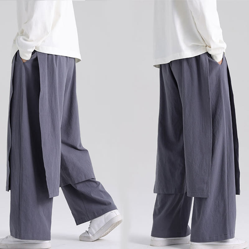 Nimara Ritual Plain Patchwork Design Men's Cotton Pants With Pockets