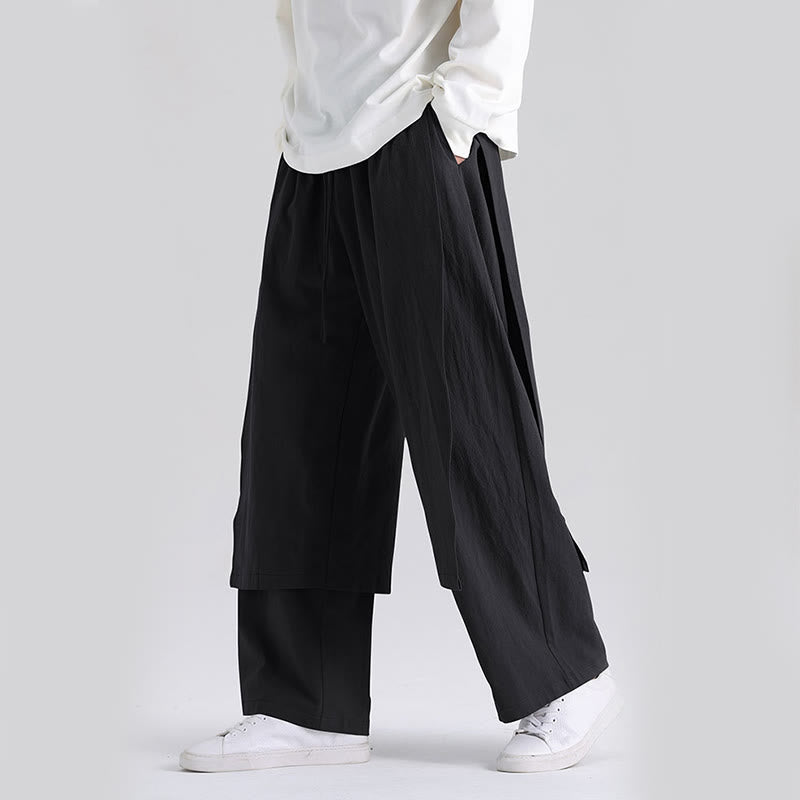 Nimara Ritual Plain Patchwork Design Men's Cotton Pants With Pockets