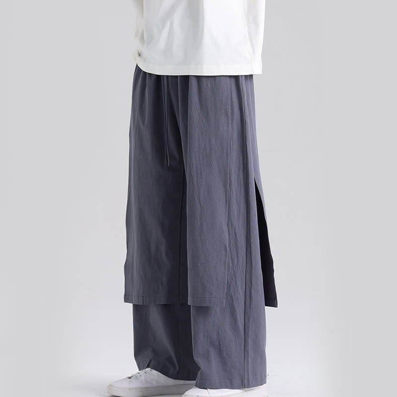 Nimara Ritual Plain Patchwork Design Men's Cotton Pants With Pockets