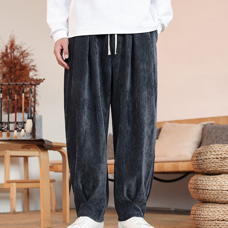 Nimara Ritual Casual Solid Color Simple Design Men's Cotton Pants With Pockets