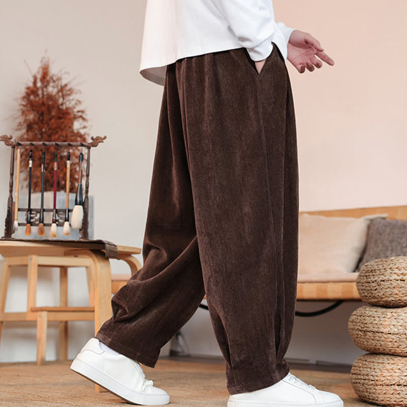 Nimara Ritual Casual Solid Color Simple Design Men's Cotton Pants With Pockets