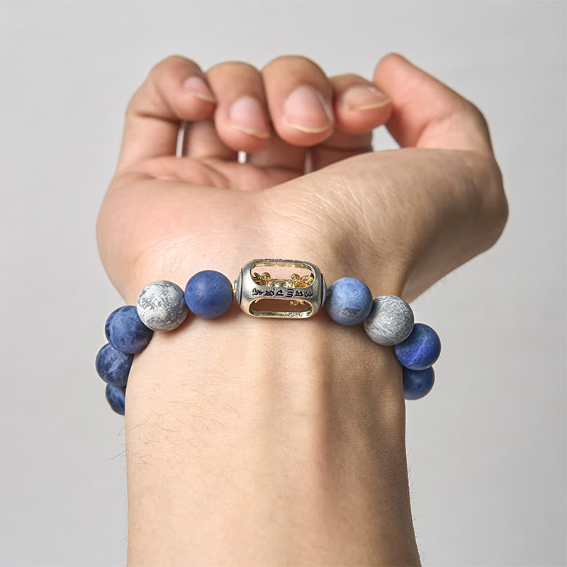 Nimara Ritual Natural Sodalite Grey Jasper Om Mani Padme Hum Harmony Bracelet