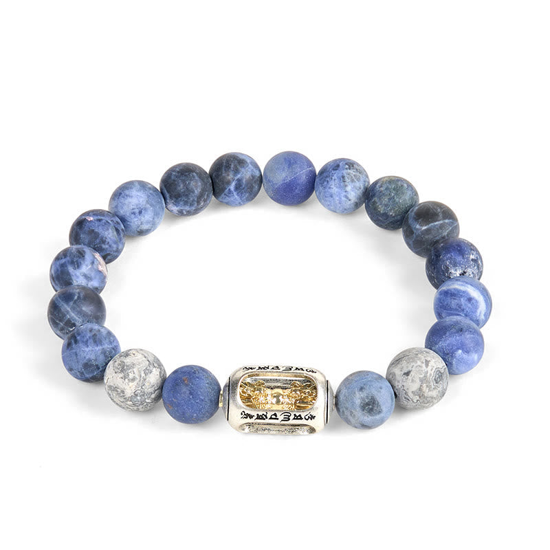 Nimara Ritual Natural Sodalite Grey Jasper Om Mani Padme Hum Harmony Bracelet