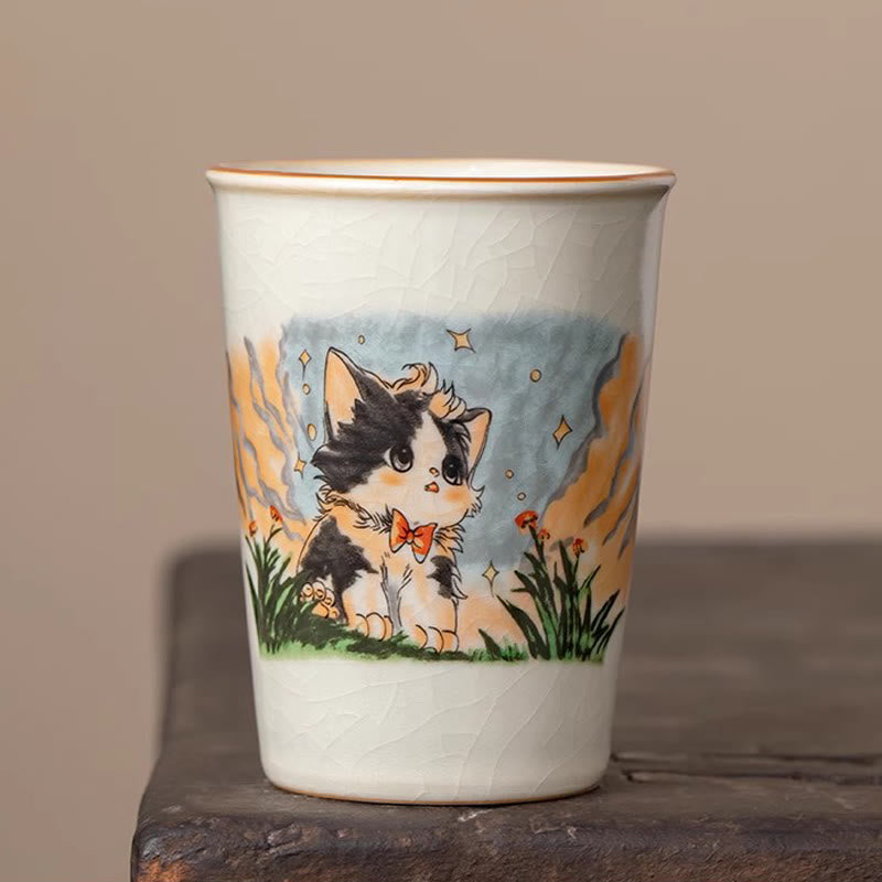 Nimara Ritual Cute Bow Tie Cat Teacup Kung Fu Tea Cup