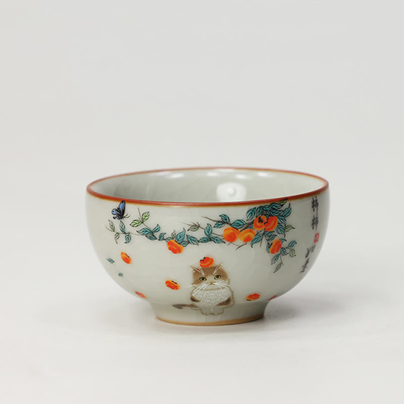 Nimara Ritual Cute Cat Butterfly Teacup Kung Fu Tea Cup