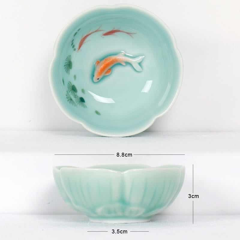 Nimara Ritual Koi Fish Lotus Hand Teacup Kung Fu Tea Cup