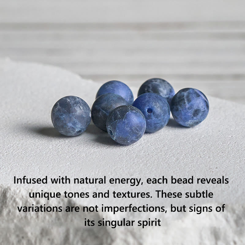 Nimara Ritual 925 Sterling Silver Lotus Design Natural Sodalite Positive Beads Harmony Bracelet