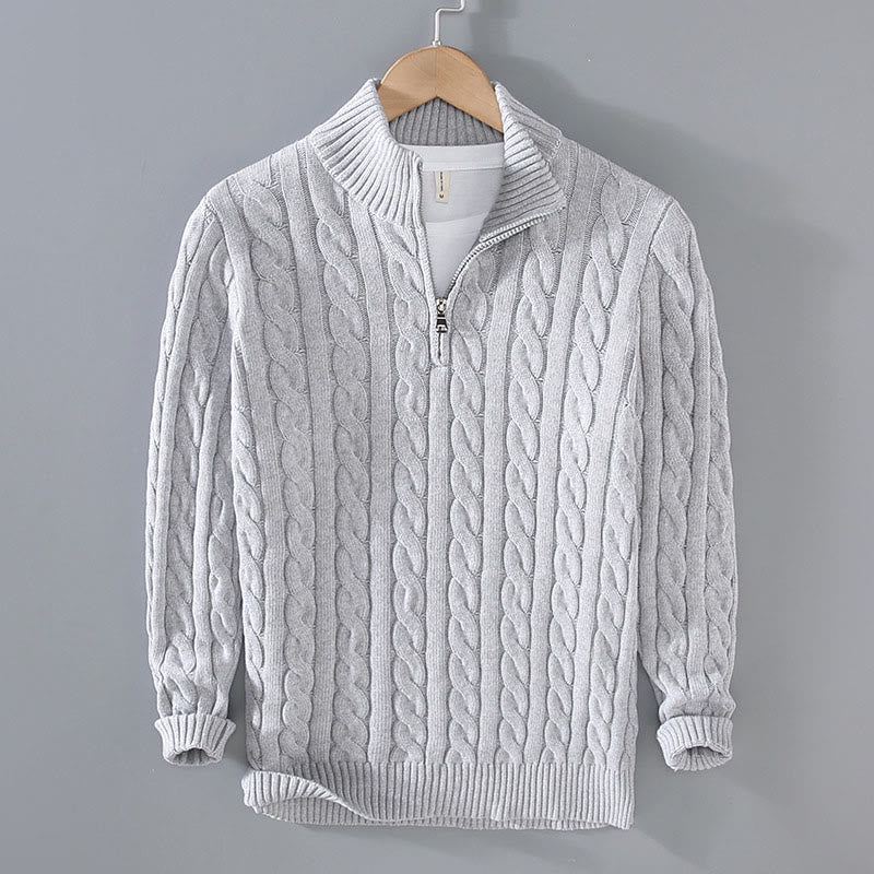 Nimara Ritual Winter Textured High Neck Zipper Design Men's Long Sleeve Cotton Sweater