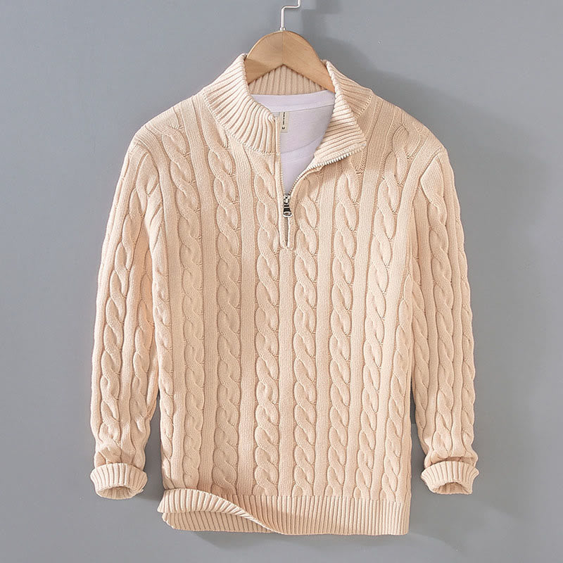 Nimara Ritual Winter Textured High Neck Zipper Design Men's Long Sleeve Cotton Sweater