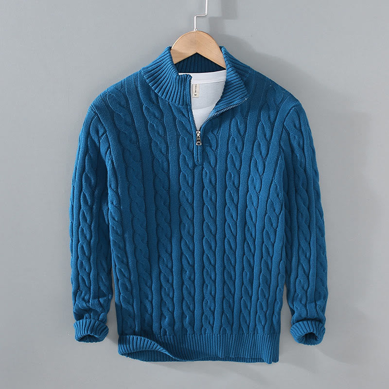 Nimara Ritual Winter Textured High Neck Zipper Design Men's Long Sleeve Cotton Sweater