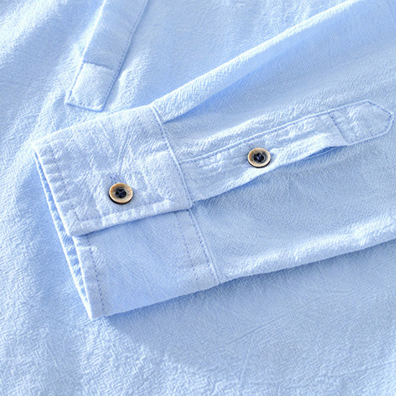 Nimara Ritual Spring Fall Solid Long Sleeve Half Button Cotton Men's Shirts