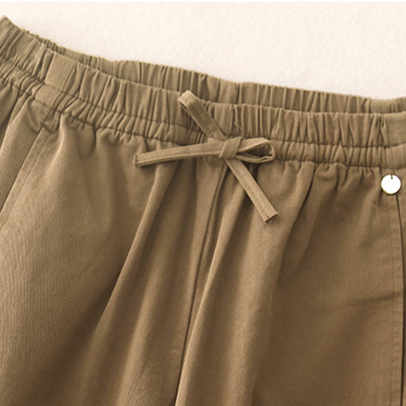 Nimara Ritual Plain 7-8 Length Women's Harem Cotton Pants With Pockets