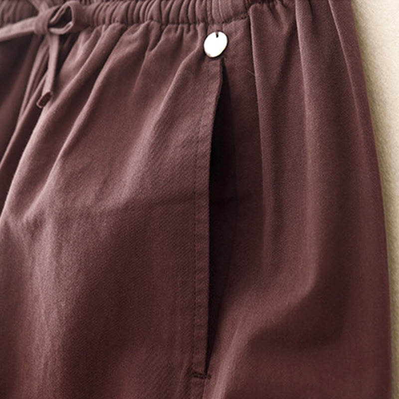 Nimara Ritual Plain 7-8 Length Women's Harem Cotton Pants With Pockets